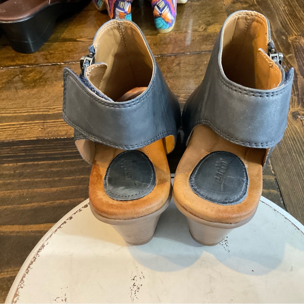 Gray Peep Toe Leather Booties - image 4